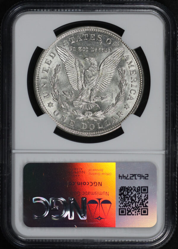 Reverse of this 1921-D Morgan Dollar NGC Brilliant Uncirculated 100th Anniversary Label