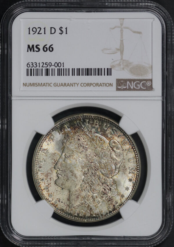 Obverse of this 1921-D Morgan Dollar NGC MS-66