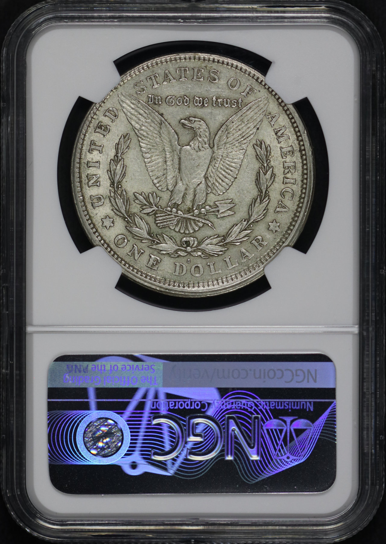 Reverse of this 1921-S Morgan Dollar NGC AU-55 PARTIAL COLLAR