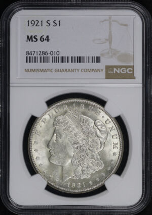 Obverse of this 1921-S Morgan Dollar NGC MS-64