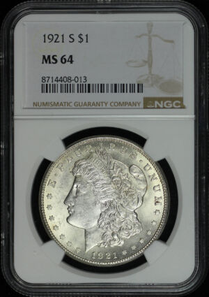 Obverse of this 1921-S Morgan Dollar NGC MS-64