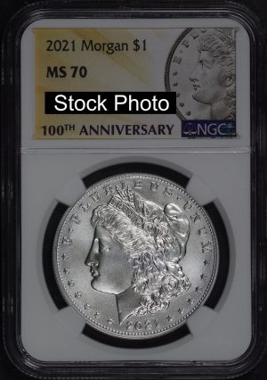Obverse of this 2021 Morgan Dollars 100th Anniversary NGC MS-70