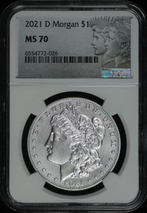 Obverse of this 2021-D Morgan Dollar NGC MS-70