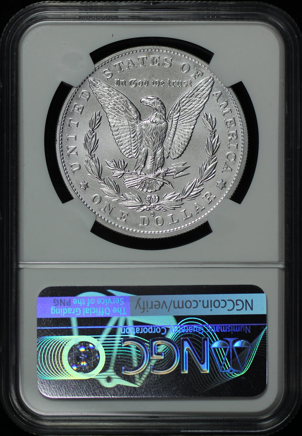 Reverse of this 2021-O Morgan Morgan Dollar ‘O’ Privy Mark NGC MS-70