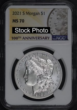 Obverse of this 2021-S Morgan Dollars 100th Anniversary NGC MS-70
