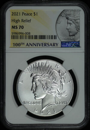 Obverse of this 2021 Peace Dollar NGC MS-70 100th Anniversary