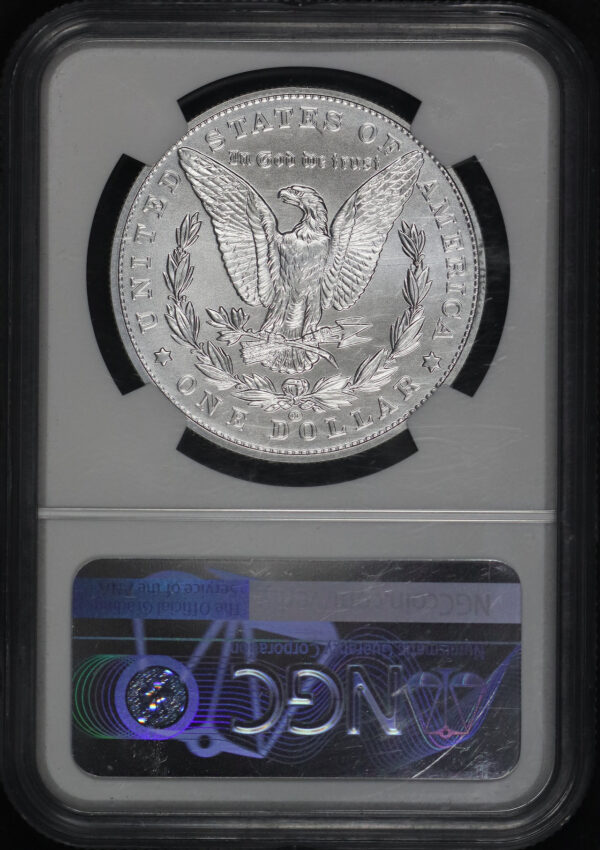Reverse of this 2021-CC Morgan Dollar Carson City Privy Mark 100th Anniversary NGC MS-70 First Strike