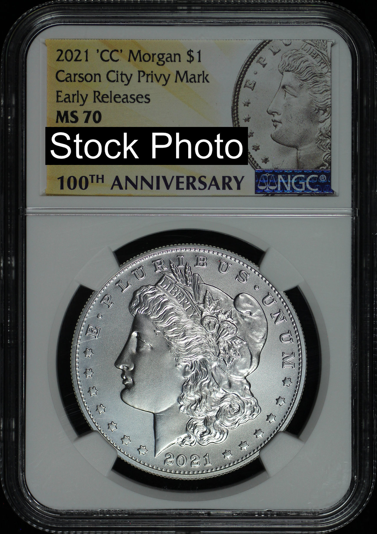 Obverse of this 2021-CC Morgan Dollar Carson City Privy Mark NGC MS-70 Early Release