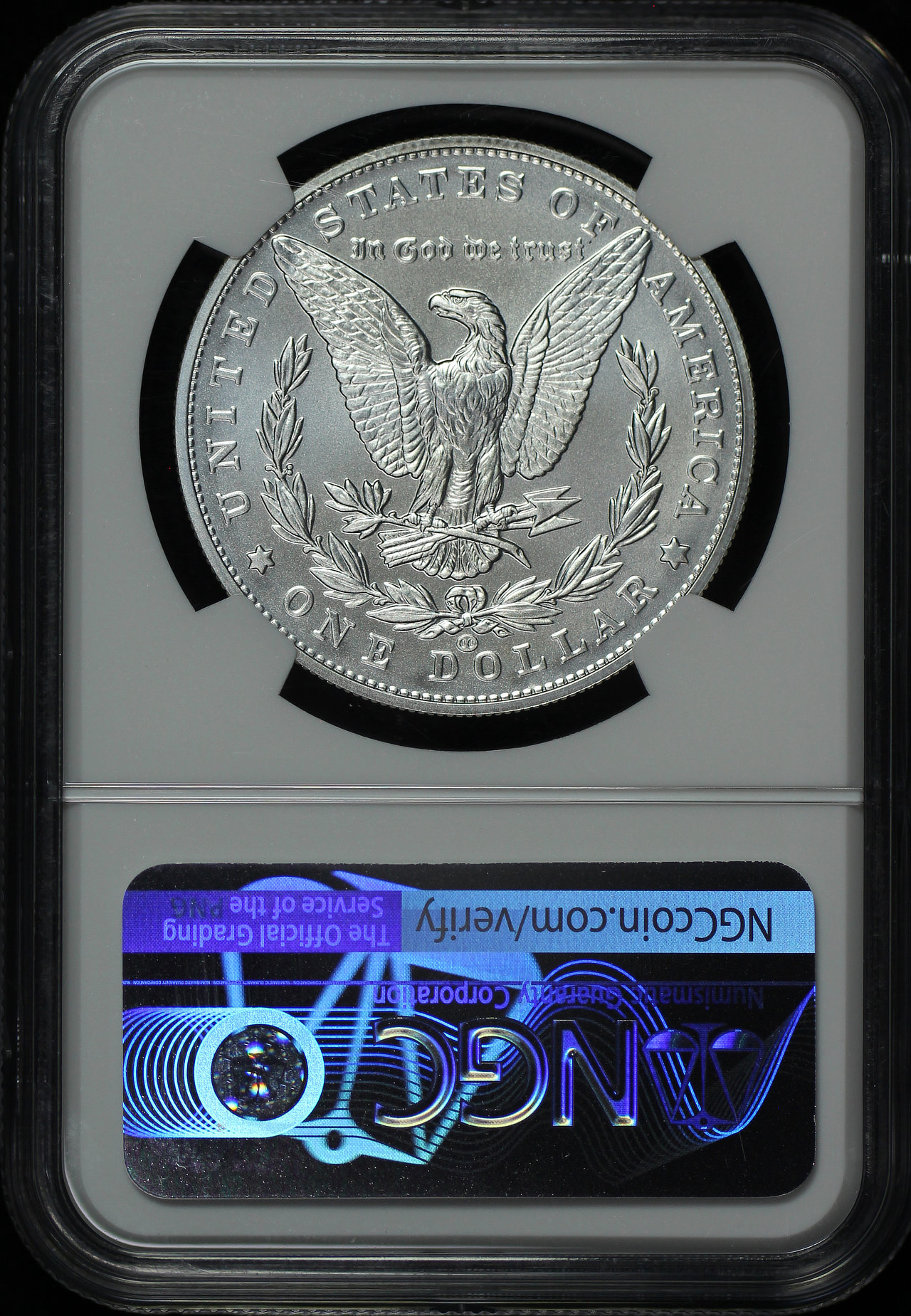 Reverse of this 2021-CC Morgan Dollar Carson City Privy Mark NGC MS-70 Early Release