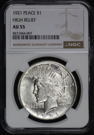 Obverse of this 1921 Peace Dollar NGC AU-55