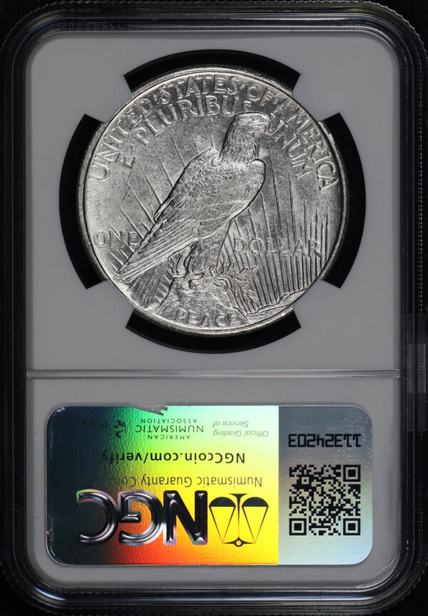 Reverse of this 1921 Peace Dollar NGC AU-55
