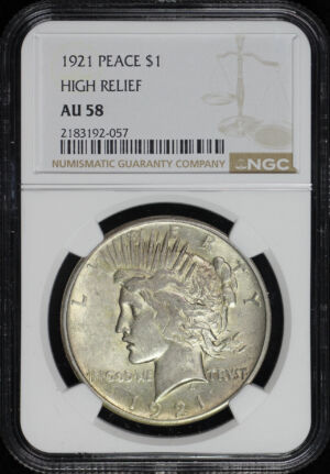 Obverse of this 1921 Peace Dollar NGC AU-58