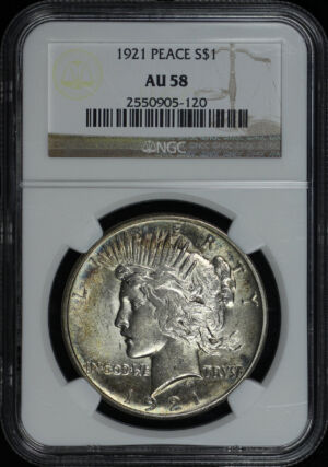 Obverse of this 1921 Peace Dollar NGC AU-58