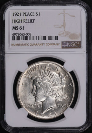 Obverse of this 1921 Peace Dollar NGC MS-61