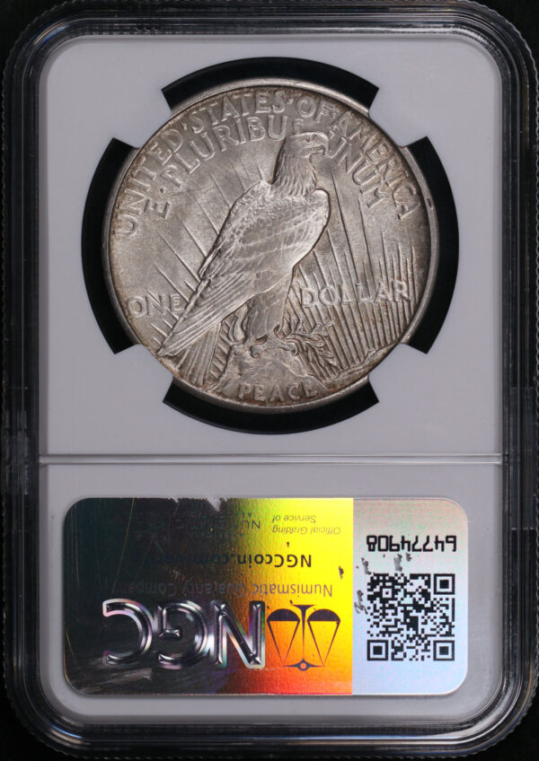 Reverse of this 1921 High Relief Peace Dollar NGC MS-61