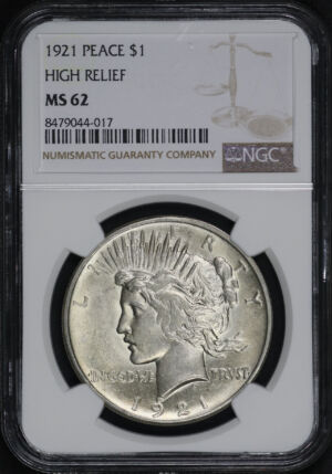 Obverse of this 1921 Peace Dollar NGC MS-62