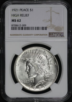 Obverse of this 1921 Peace Dollar NGC MS-62
