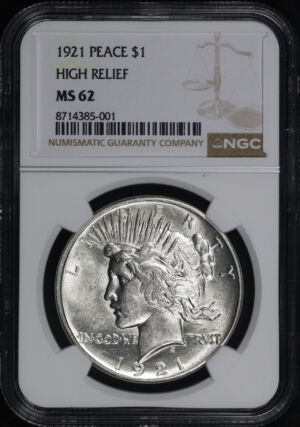 Obverse of this 1921 Peace Dollar NGC MS-62