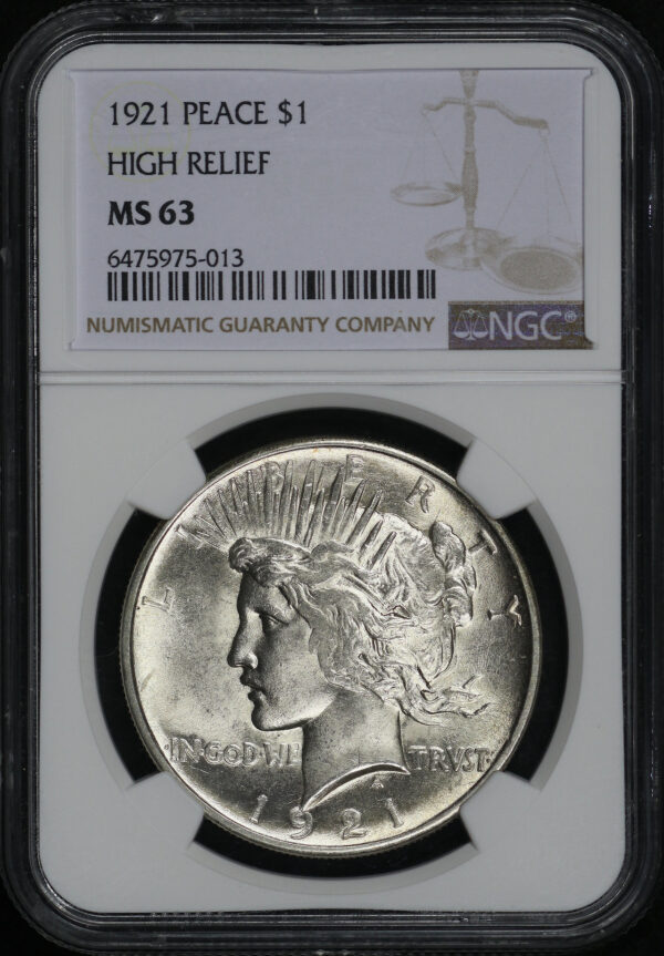 Obverse of this 1921 Peace Dollar NGC MS-63