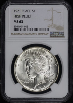 Obverse of this 1921 High Relief Peace Dollar NGC MS-63