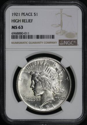 Obverse of this 1921 Peace Dollar NGC MS-63