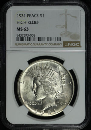 Obverse of this 1921 Peace Dollar NGC MS-63
