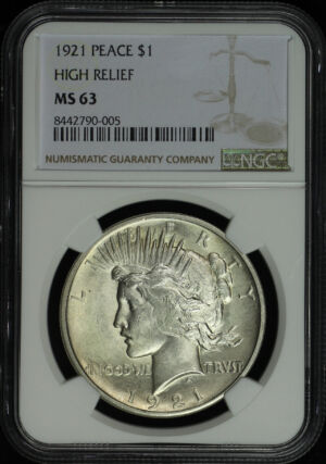 Obverse of this 1921 Peace Dollar NGC MS-63