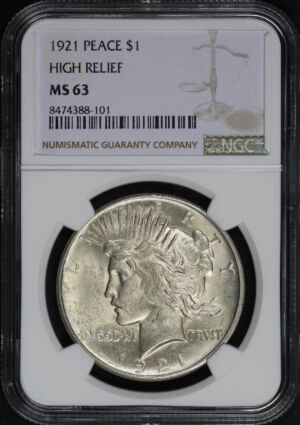 Obverse of this 1921 Peace Dollar NGC MS-63
