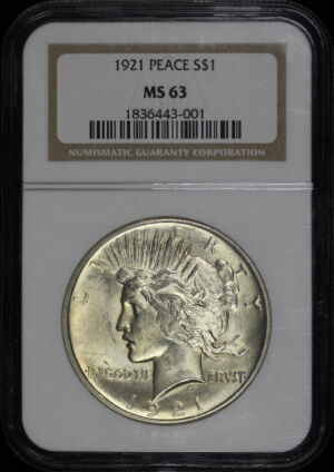 Obverse of this 1921 Peace Dollar Peace NGC MS-63