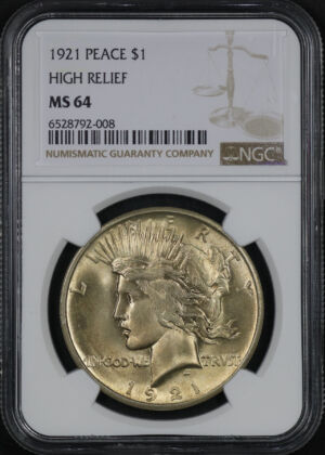Obverse of this 1921 Peace Dollar NGC MS-64