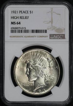 Obverse of this 1921 Peace Dollar NGC MS-64