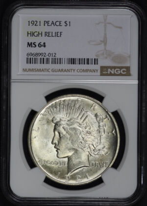 Obverse of this 1921 Peace Dollar NGC MS-64