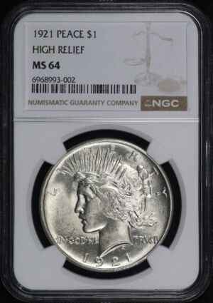 Obverse of this 1921 High Relief Peace Dollar NGC MS-64