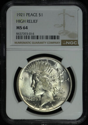 Obverse of this 1921 Peace Dollar NGC MS-64