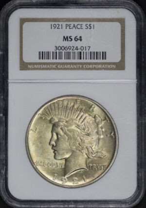 Obverse of this 1921 Peace Dollar NGC MS-64