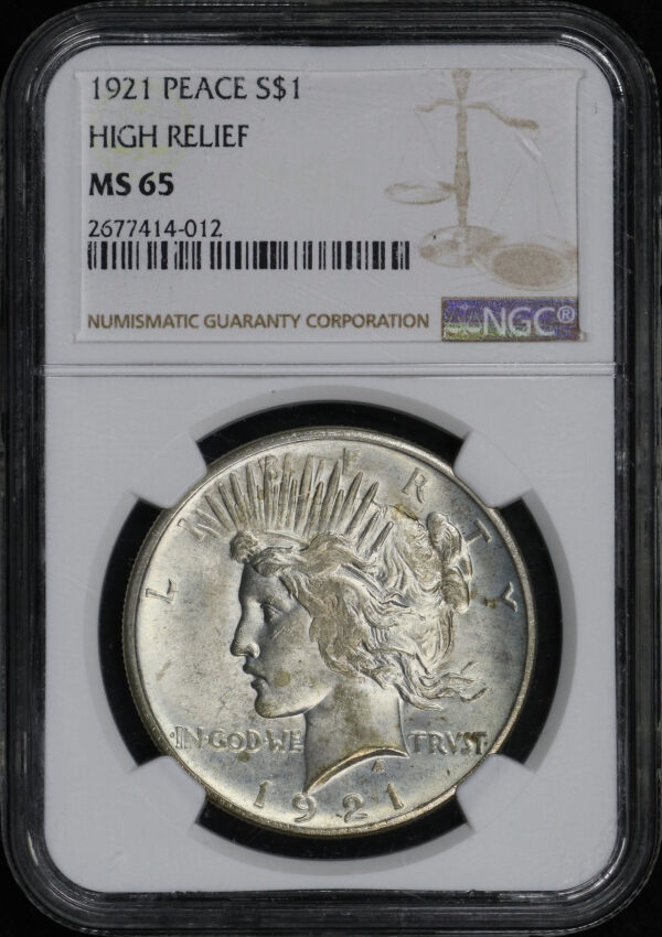 Obverse of this 1921 Peace Dollar NGC MS-65