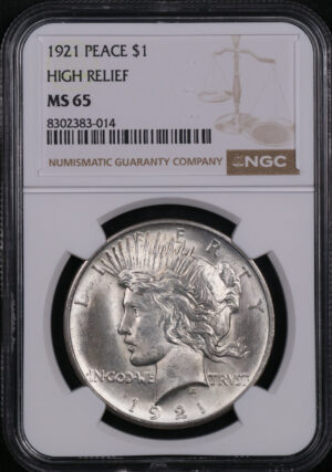 Obverse of this 1921 Peace Dollar NGC MS-65