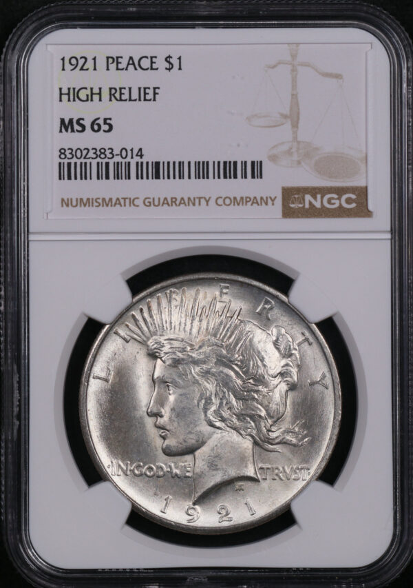 Obverse of this 1921 Peace Dollar NGC MS-65