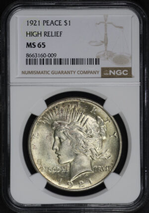 Obverse of this 1921 Peace Dollar NGC MS-65