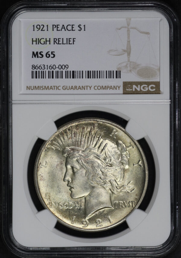 Obverse of this 1921 Peace Dollar NGC MS-65