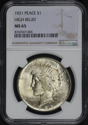 Obverse of this 1921 Peace Dollar NGC MS-65