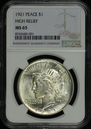 Obverse of this 1921 Peace Dollar NGC MS-65