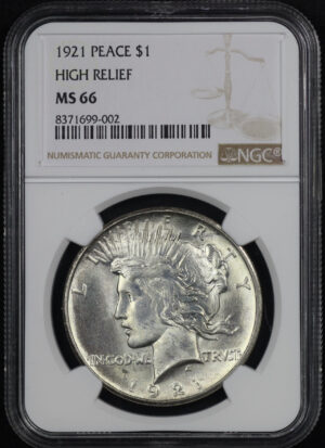 Obverse of this 1921 Peace Dollar NGC MS-66