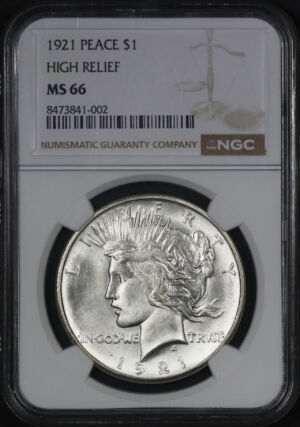 Obverse of this 1921 Peace Dollar NGC MS-66
