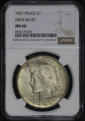 Obverse of this 1921 Peace Dollar NGC MS-66