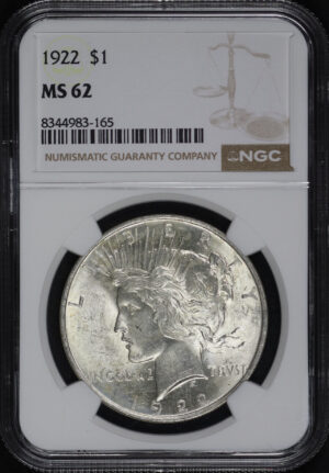 Obverse of this 1922 Peace Dollar NGC MS-62