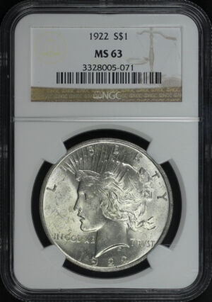 Obverse of this 1922 Peace Dollar NGC MS-63