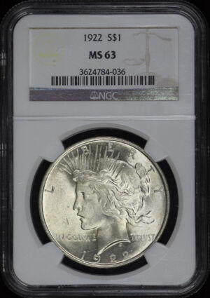 Obverse of this 1922 Peace Dollar NGC MS-63