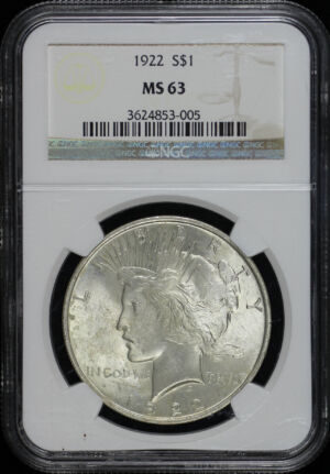 Obverse of this 1922 Peace Dollar NGC MS-63