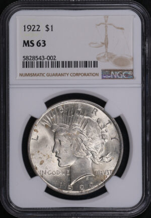 Obverse of this 1922 Peace Dollar NGC MS-63